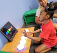 Child playig on iPad